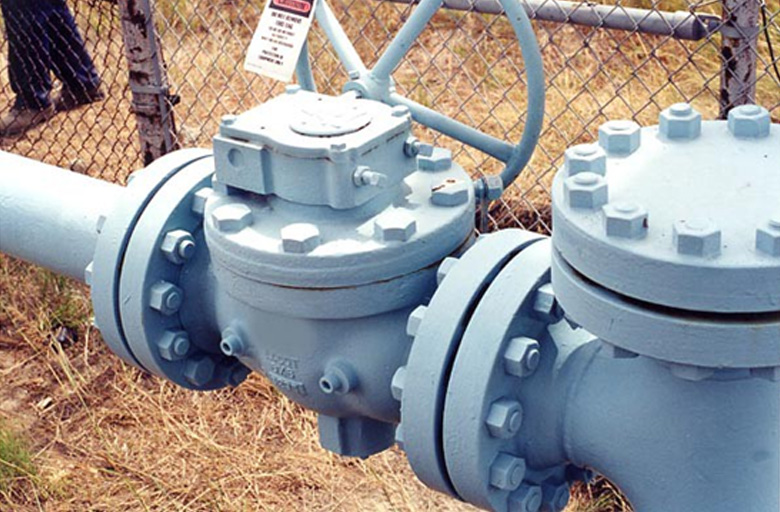 valve in an industrial oxygen pipeline