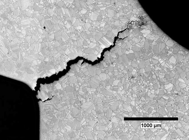 microscopic view of hydrogen embrittlement of Inconel