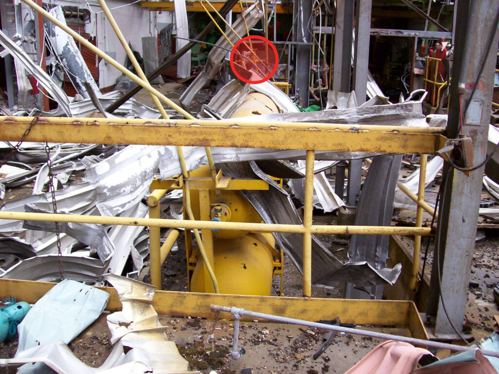 damage at power plant after rupture disk failure